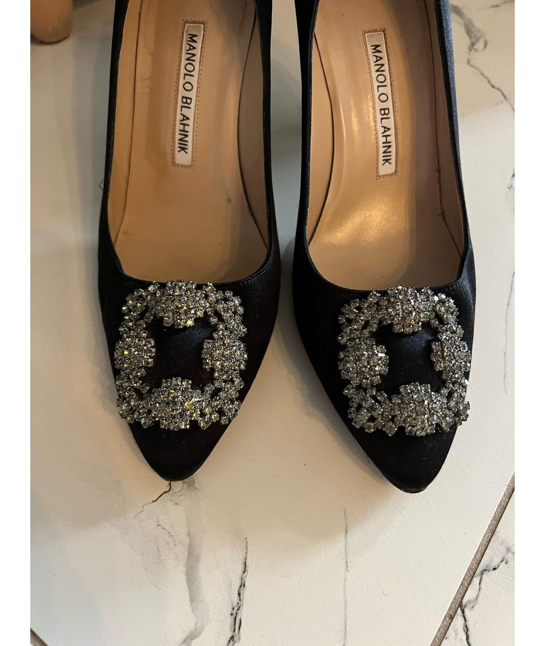 MANOLO BLAHNIK Черные текстильные туфли, фото 6