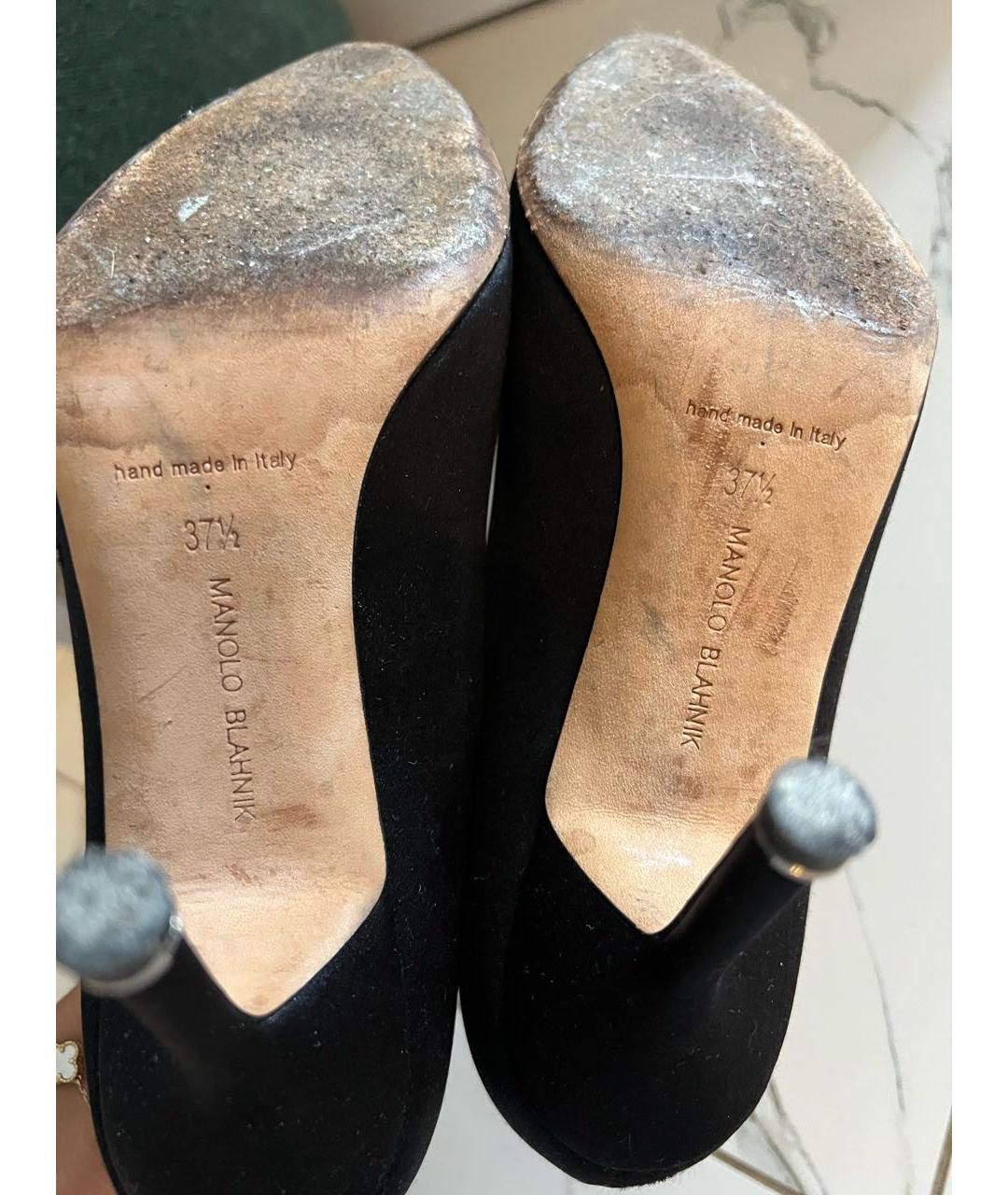 MANOLO BLAHNIK Черные текстильные туфли, фото 7