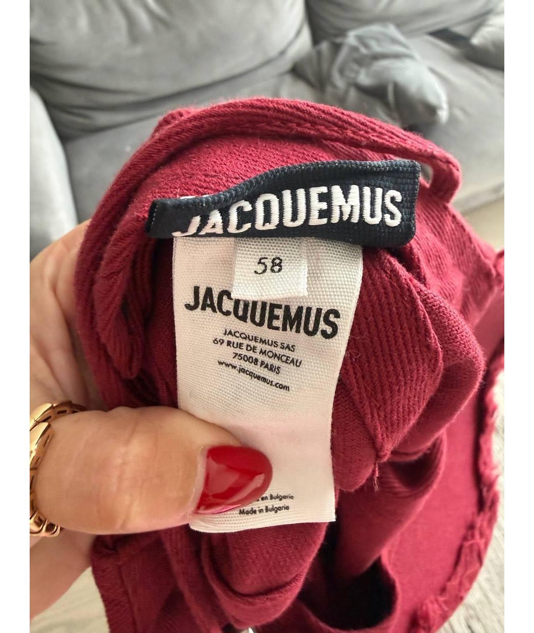 JACQUEMUS Бордовая хлопковая кепка, фото 5