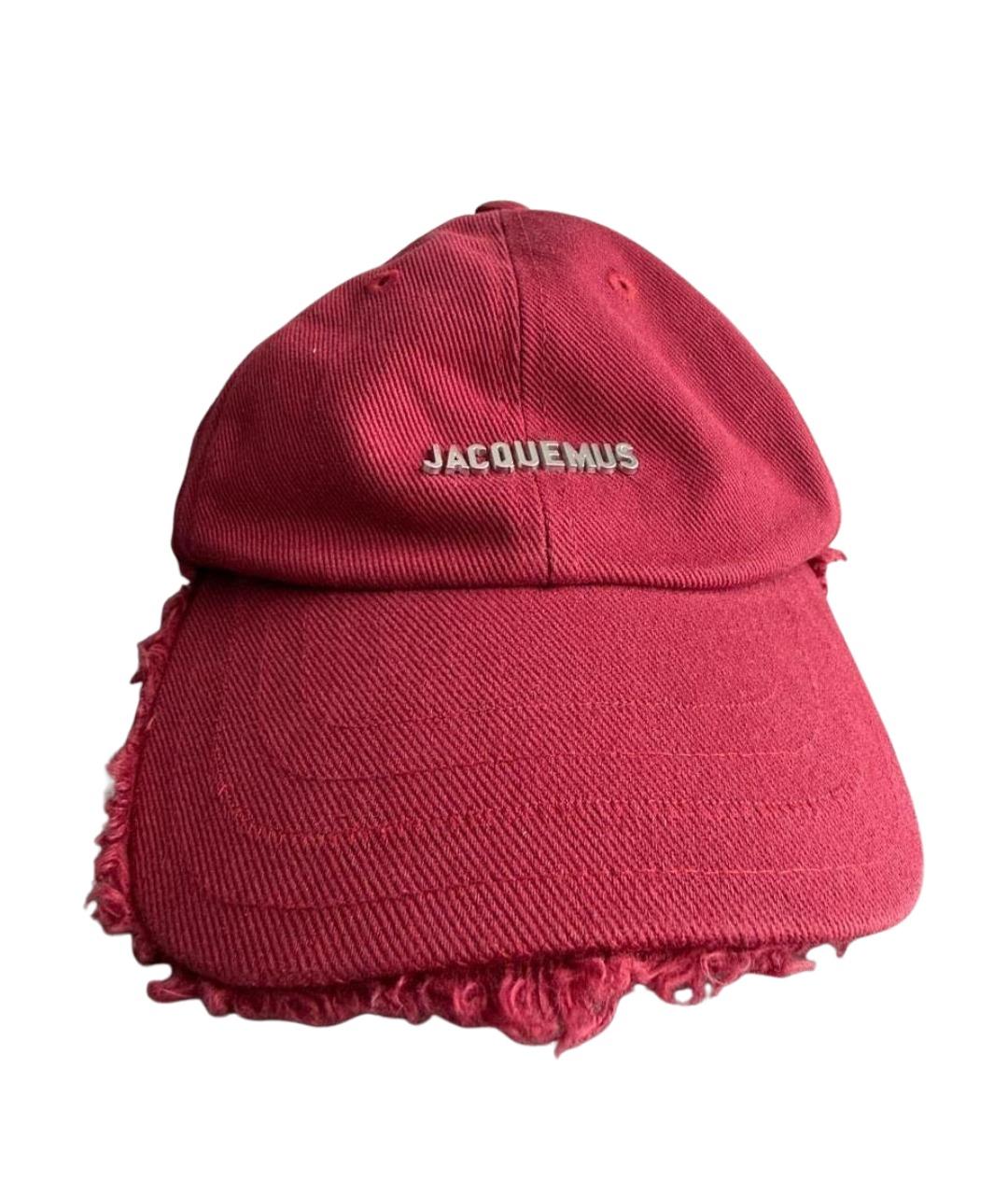 JACQUEMUS Бордовая хлопковая кепка, фото 1