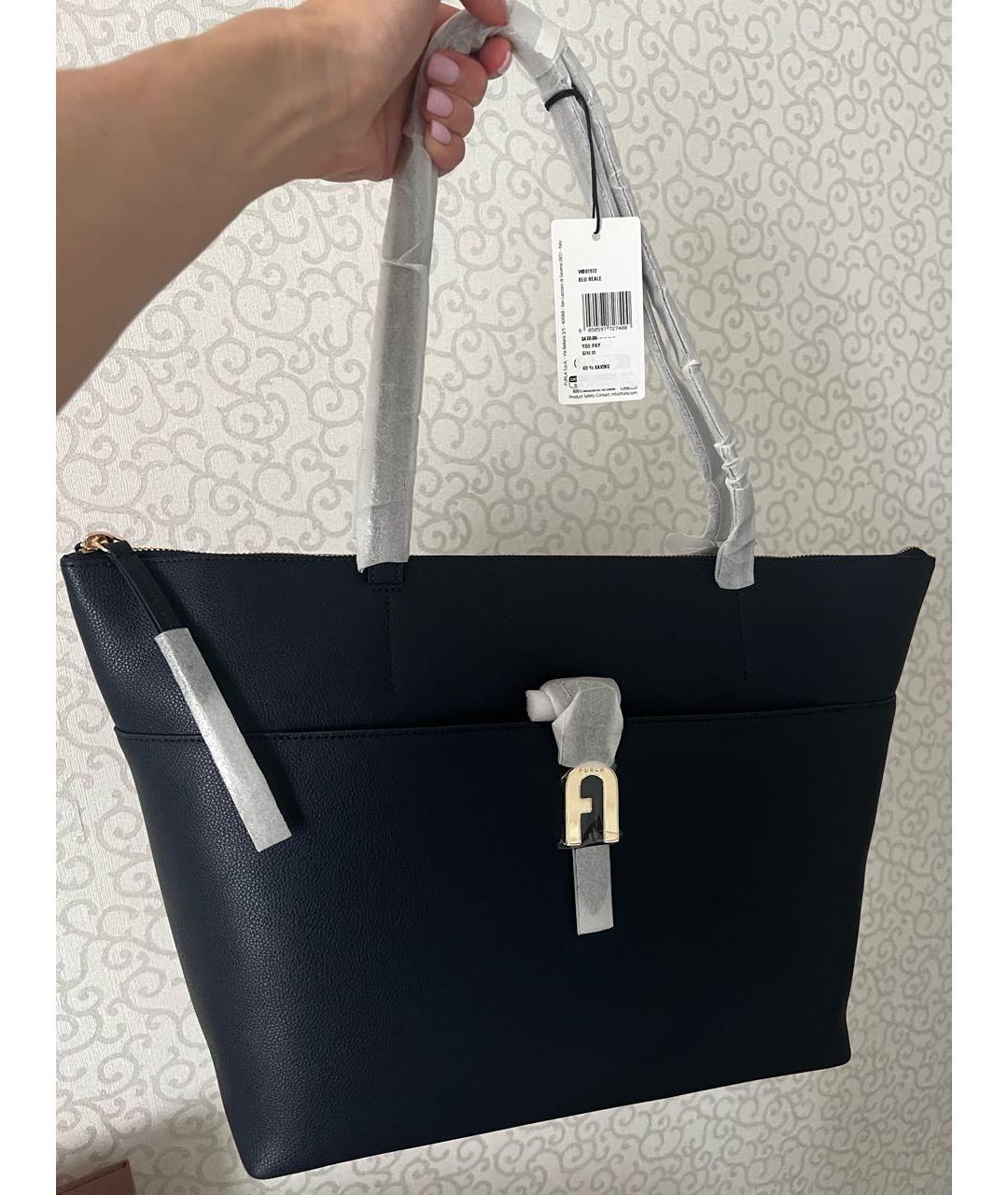 FURLA Темно-синяя кожаная сумка через плечо, фото 7
