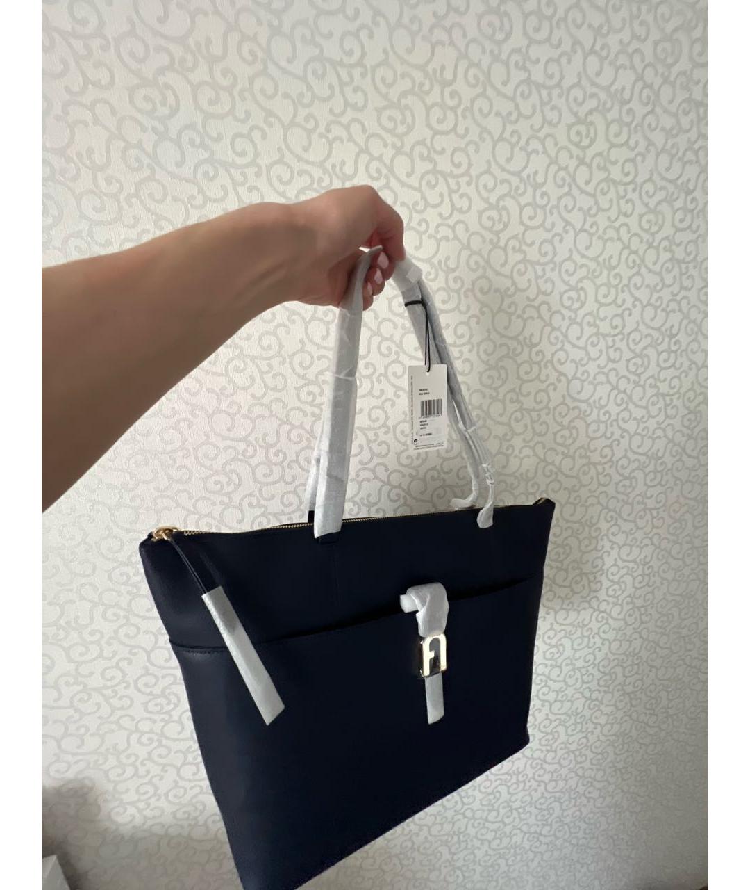 FURLA Темно-синяя кожаная сумка через плечо, фото 2