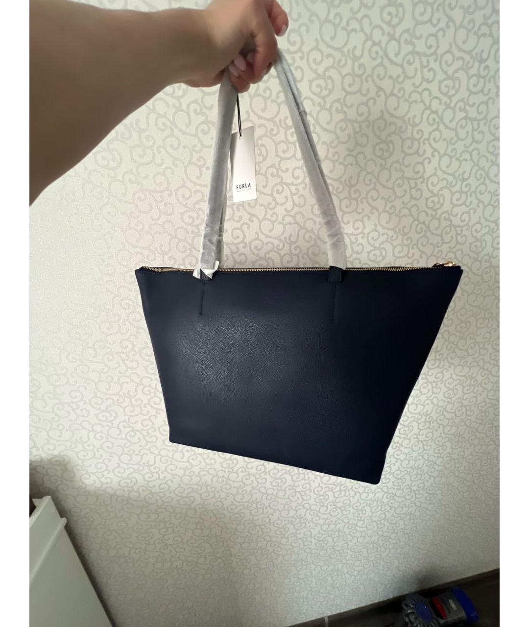 FURLA Темно-синяя кожаная сумка через плечо, фото 3