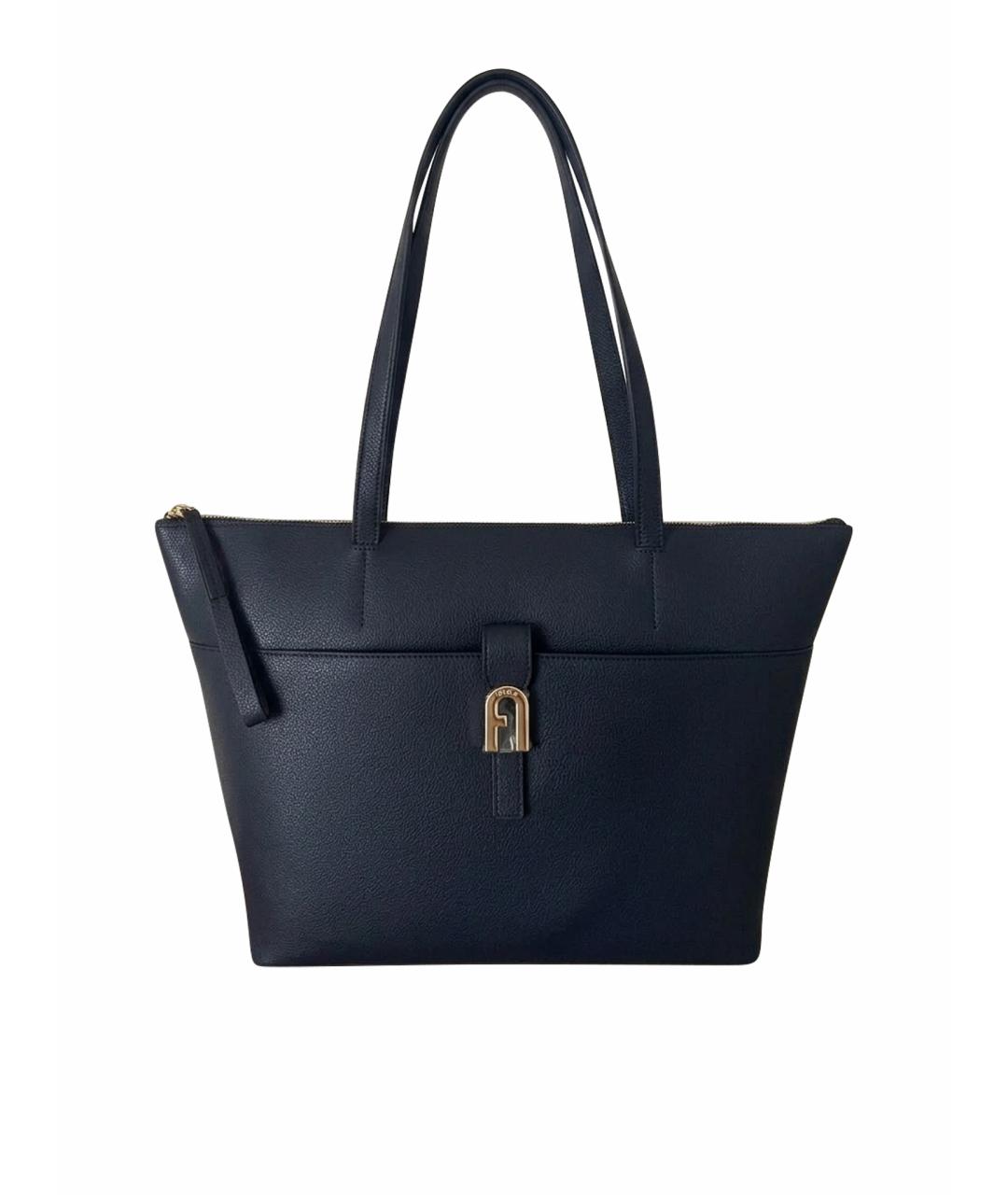 FURLA Темно-синяя кожаная сумка через плечо, фото 1