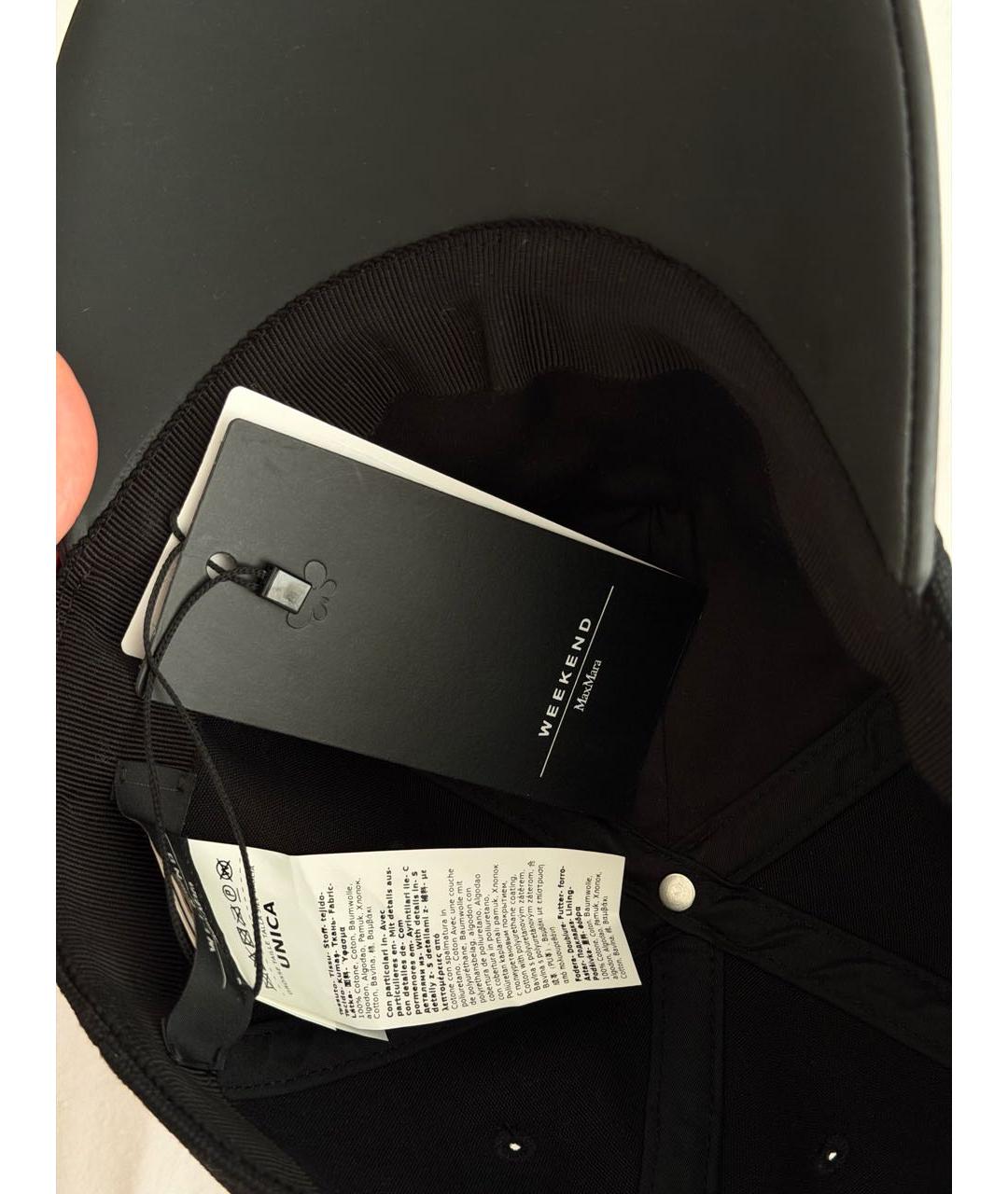 WEEKEND MAX MARA Черная хлопковая кепка, фото 6