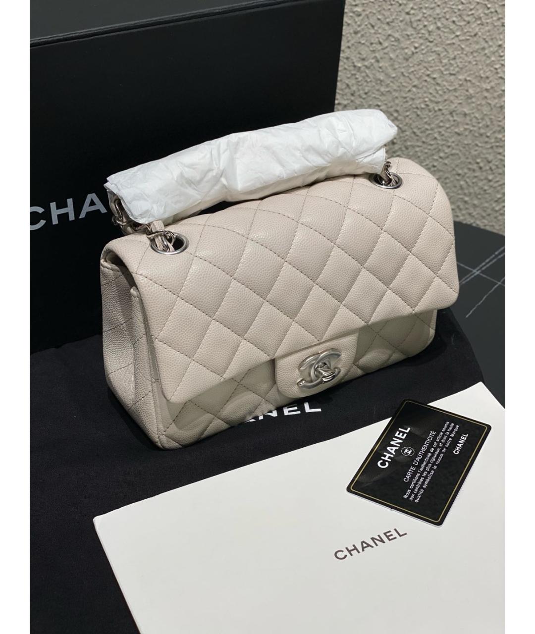 CHANEL Белая кожаная сумка через плечо, фото 4