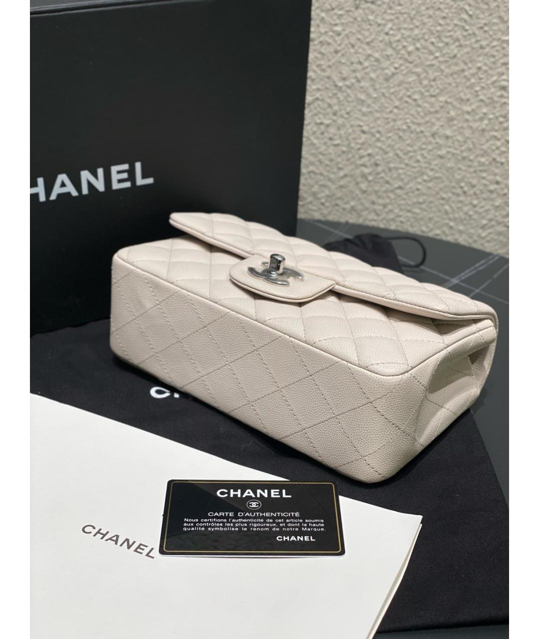 CHANEL Белая кожаная сумка через плечо, фото 6