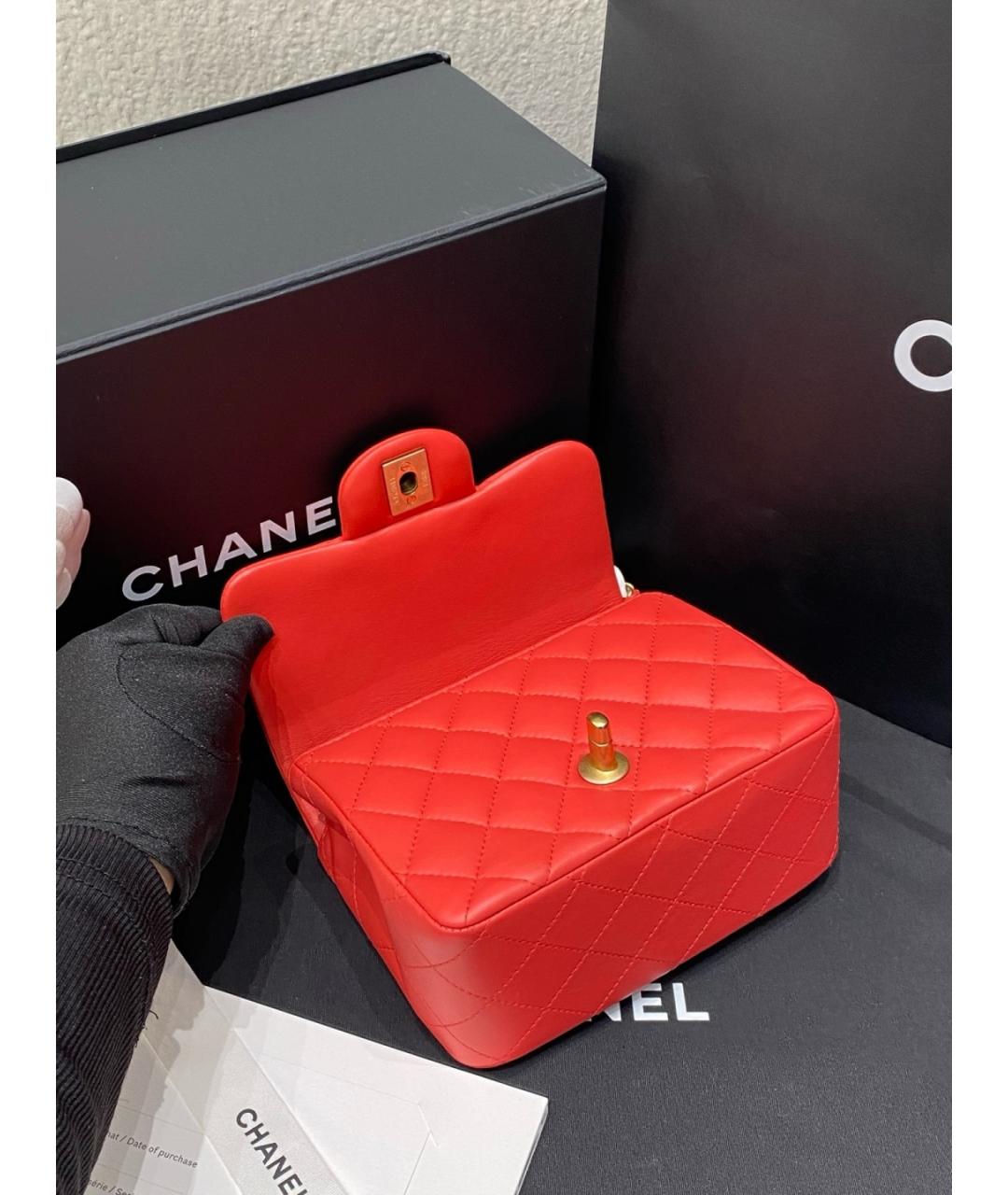 CHANEL Красная кожаная сумка через плечо, фото 8