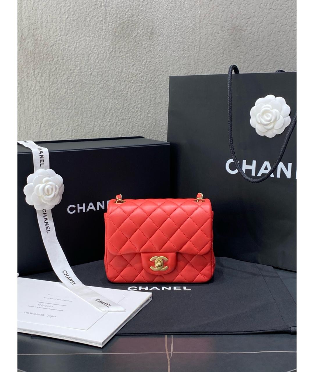 CHANEL Красная кожаная сумка через плечо, фото 10