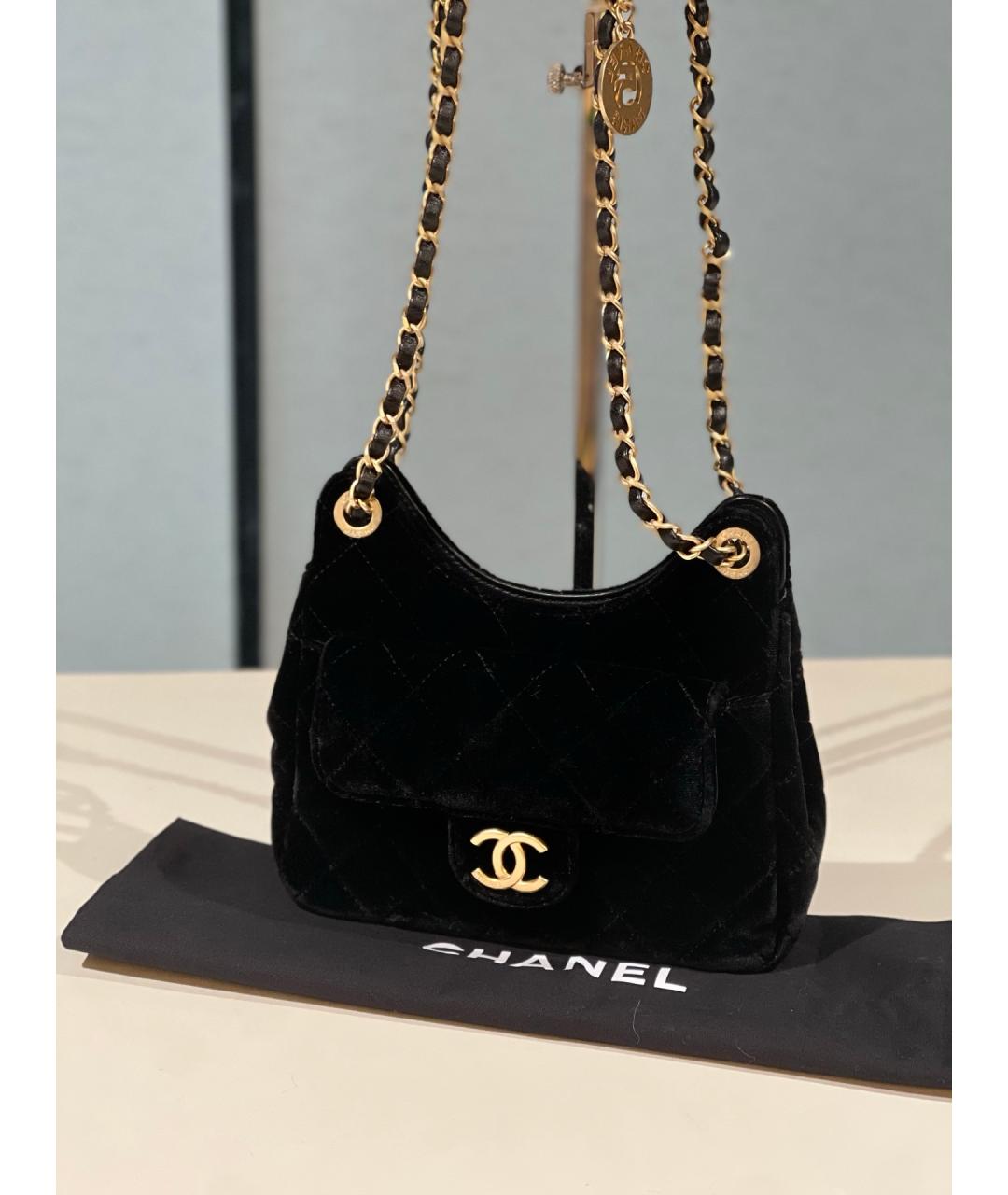 CHANEL Черная бархатная сумка через плечо, фото 2