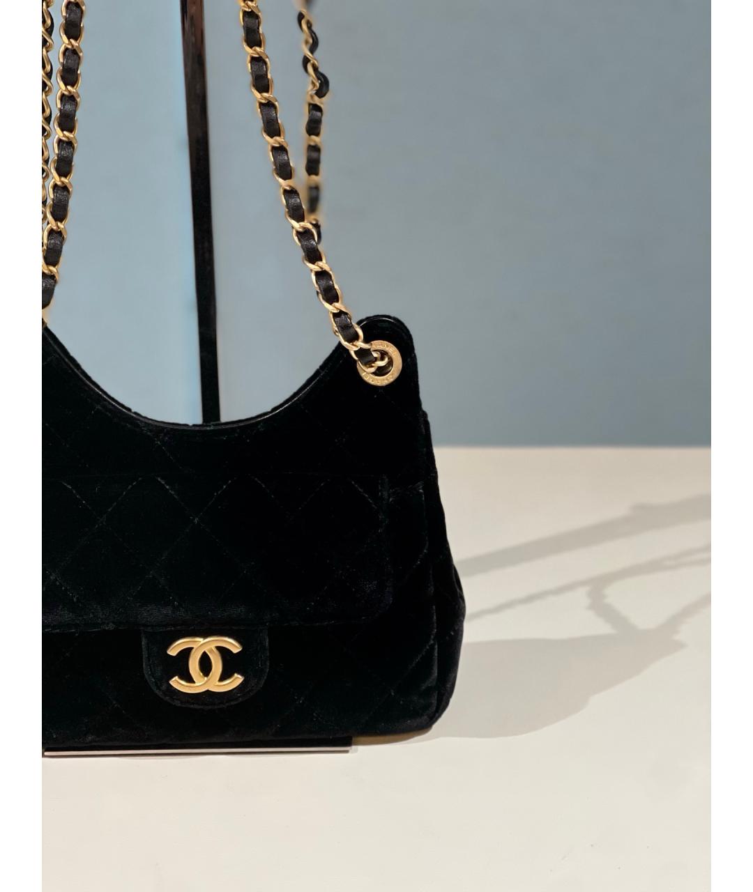 CHANEL Черная бархатная сумка через плечо, фото 4