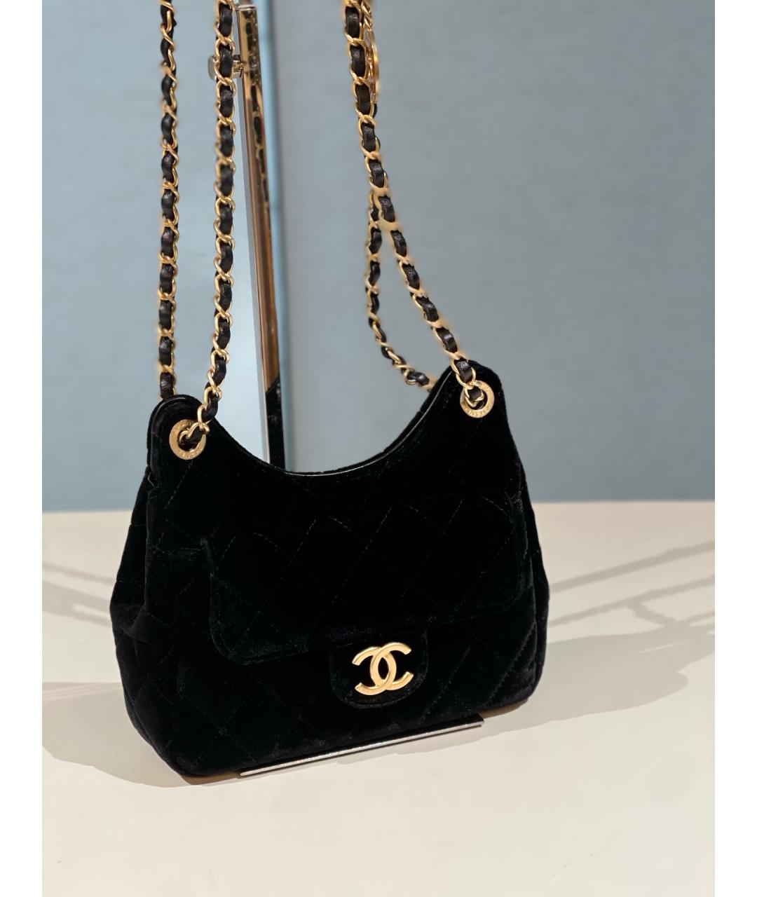 CHANEL Черная бархатная сумка через плечо, фото 3