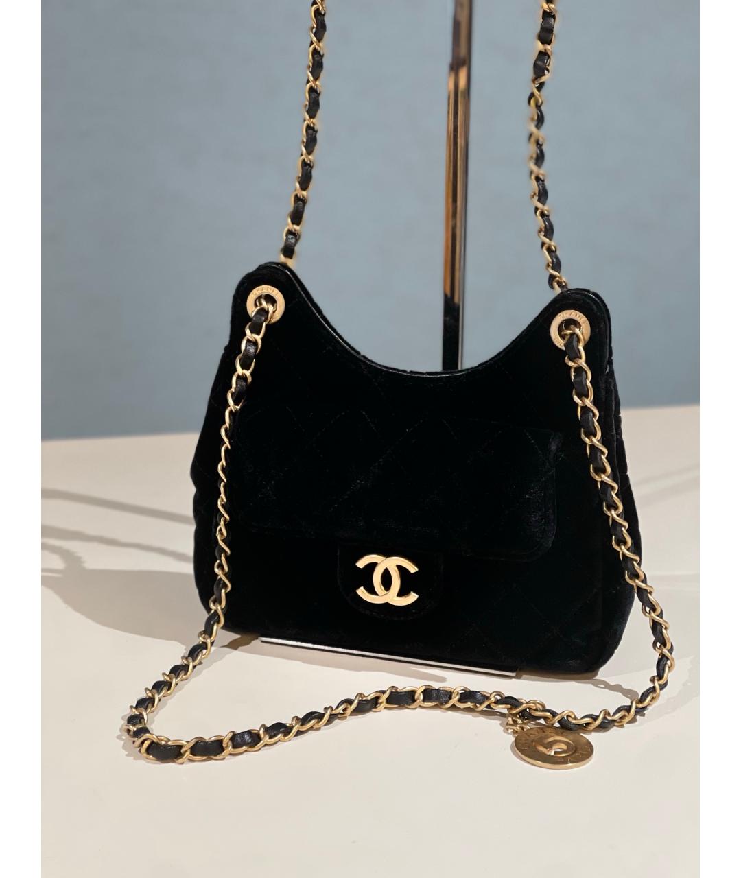 CHANEL Черная бархатная сумка через плечо, фото 9