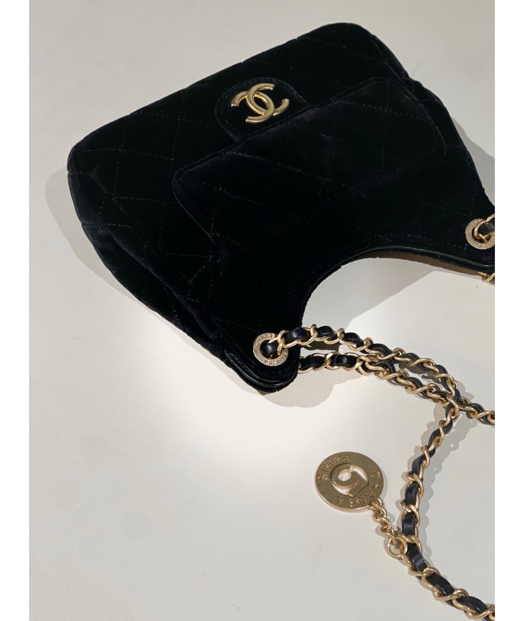 CHANEL Черная бархатная сумка через плечо, фото 8