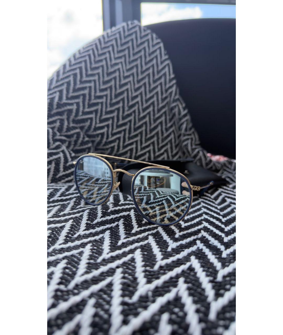 RAY BAN Золотые металлические солнцезащитные очки, фото 5