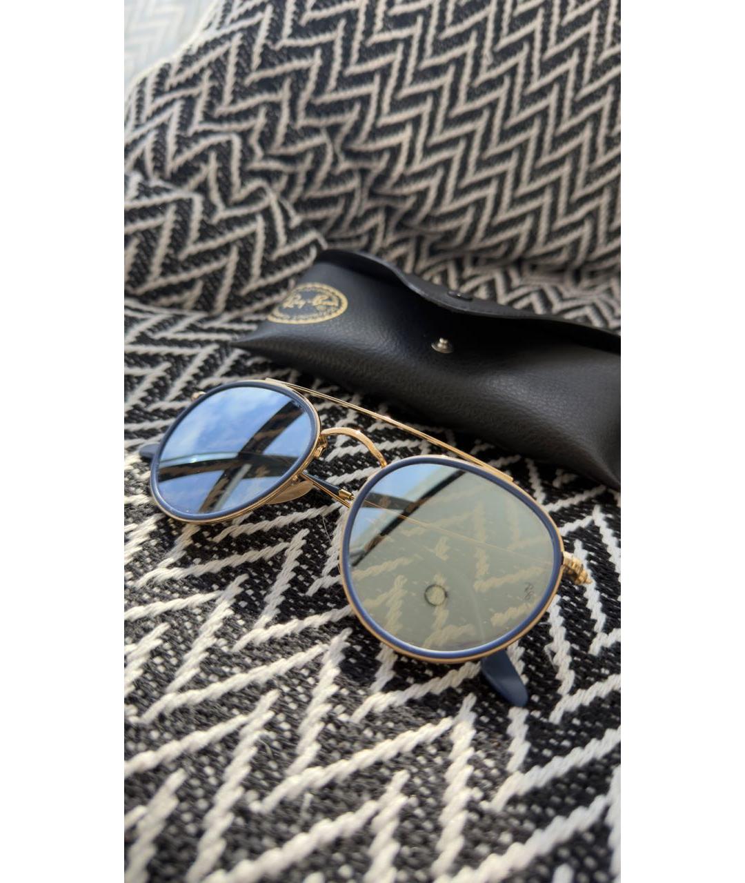 RAY BAN Золотые металлические солнцезащитные очки, фото 2