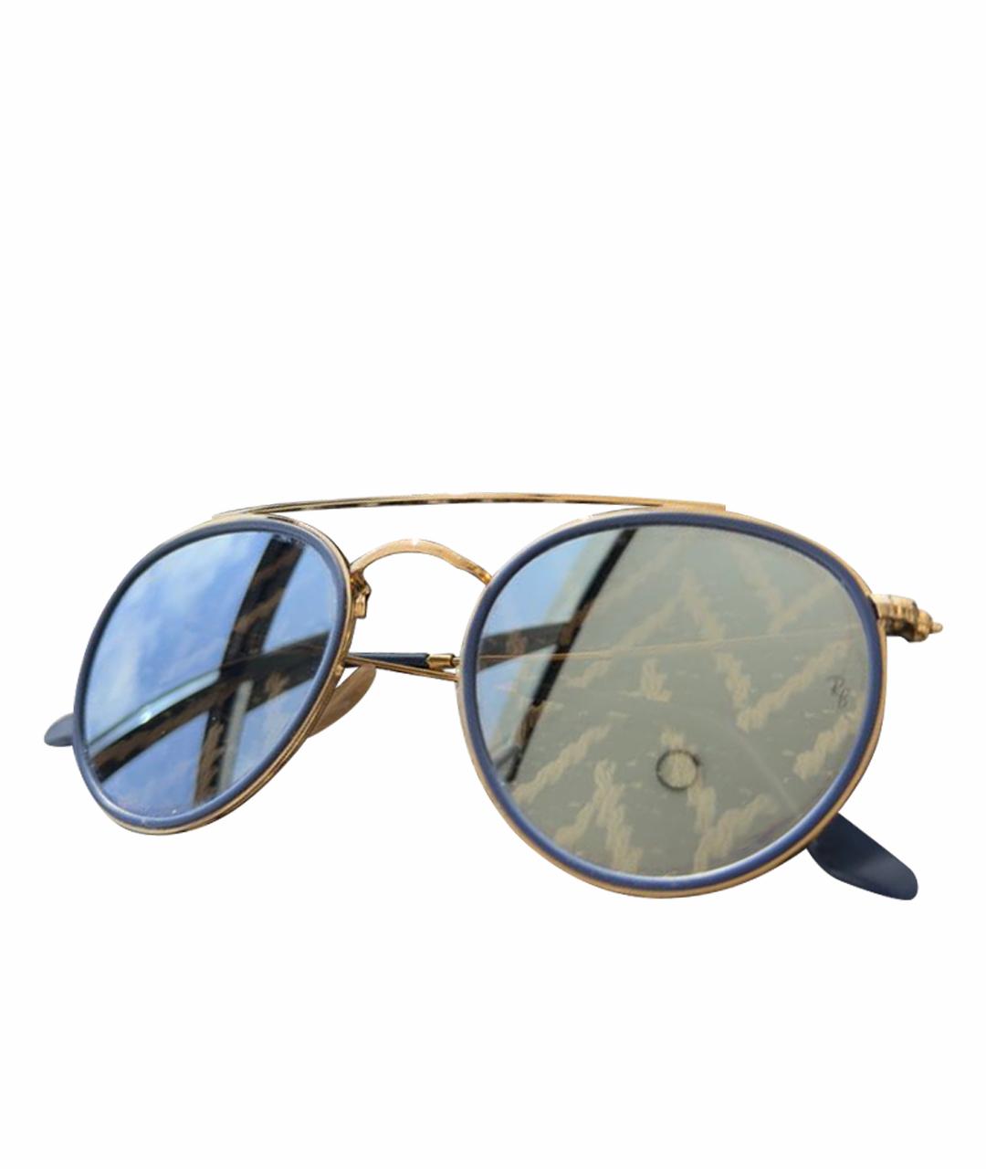 RAY BAN Золотые металлические солнцезащитные очки, фото 1