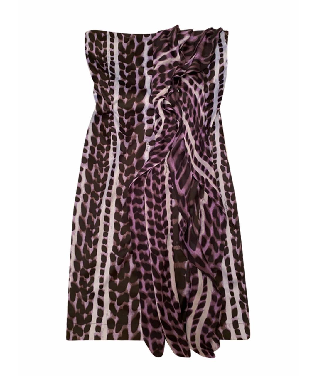 JUST CAVALLI Фиолетовое полиэстеровое коктейльное платье, фото 1