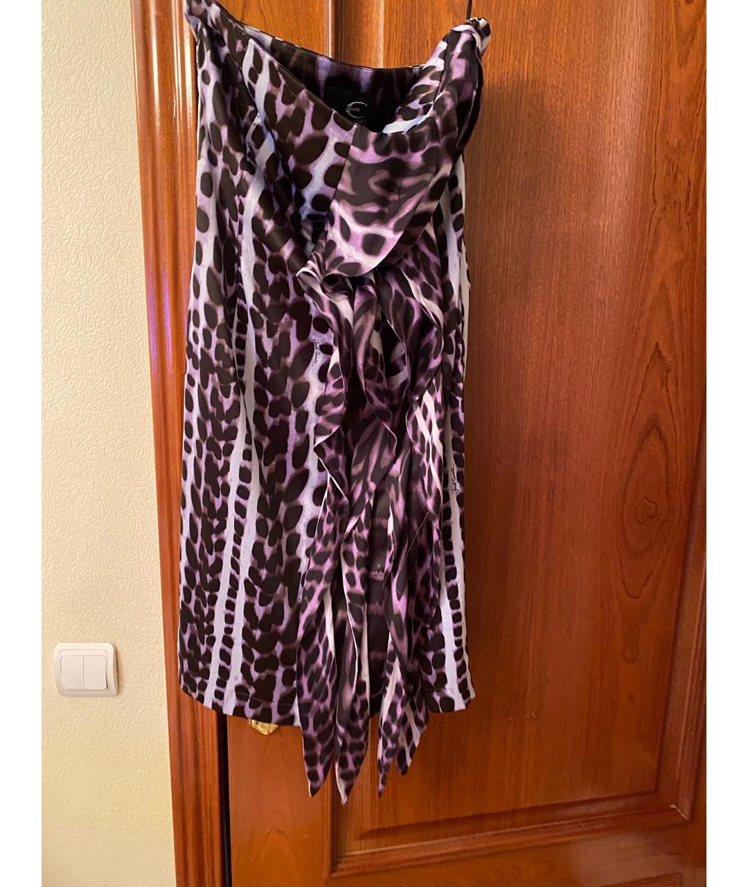 JUST CAVALLI Фиолетовое полиэстеровое коктейльное платье, фото 4