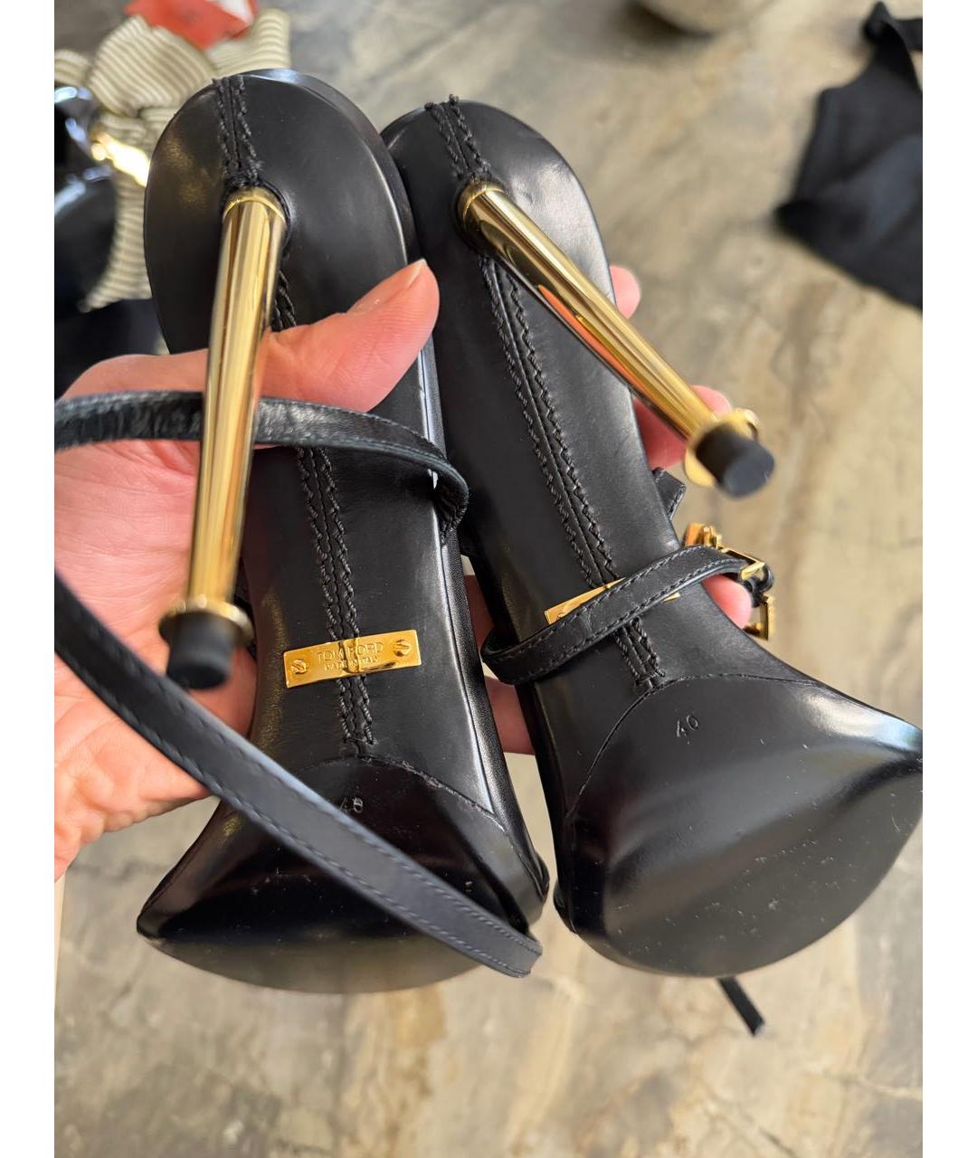 TOM FORD Черные кожаные босоножки, фото 5