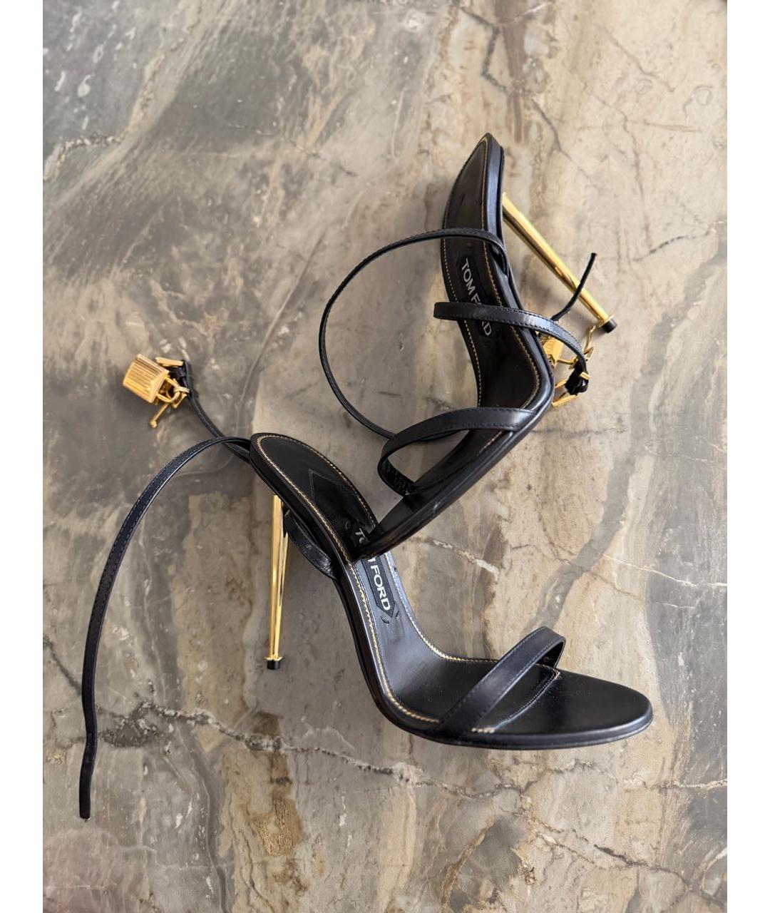 TOM FORD Черные кожаные босоножки, фото 3