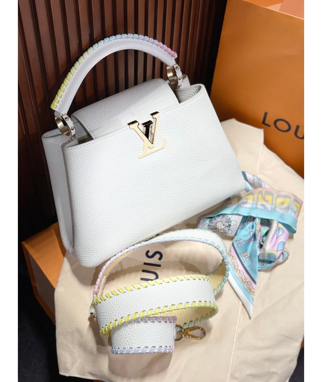 LOUIS VUITTON Белая кожаная сумка с короткими ручками, фото 2