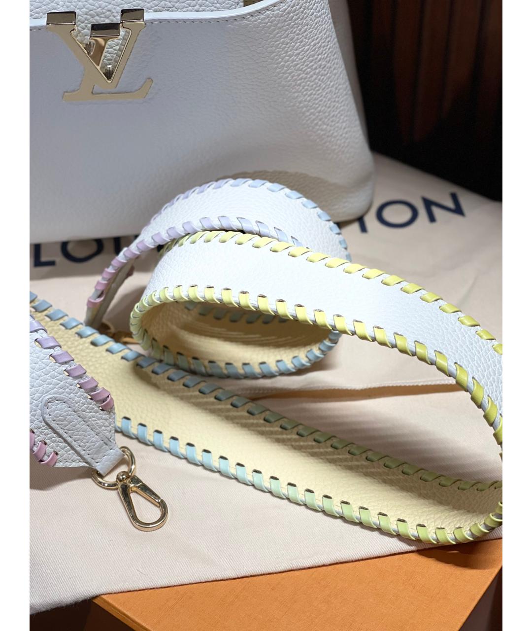 LOUIS VUITTON Белая кожаная сумка с короткими ручками, фото 9
