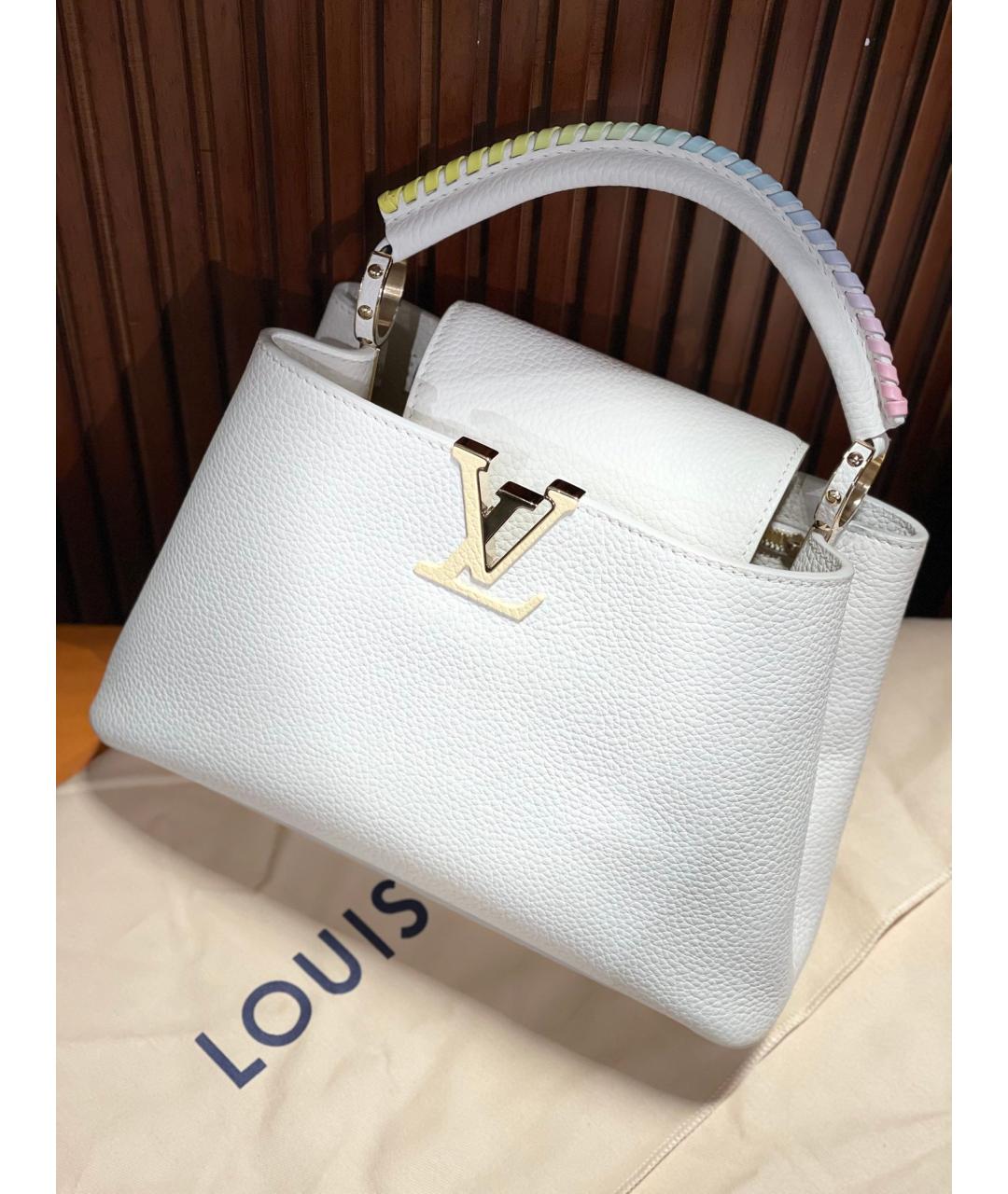 LOUIS VUITTON Белая кожаная сумка с короткими ручками, фото 10