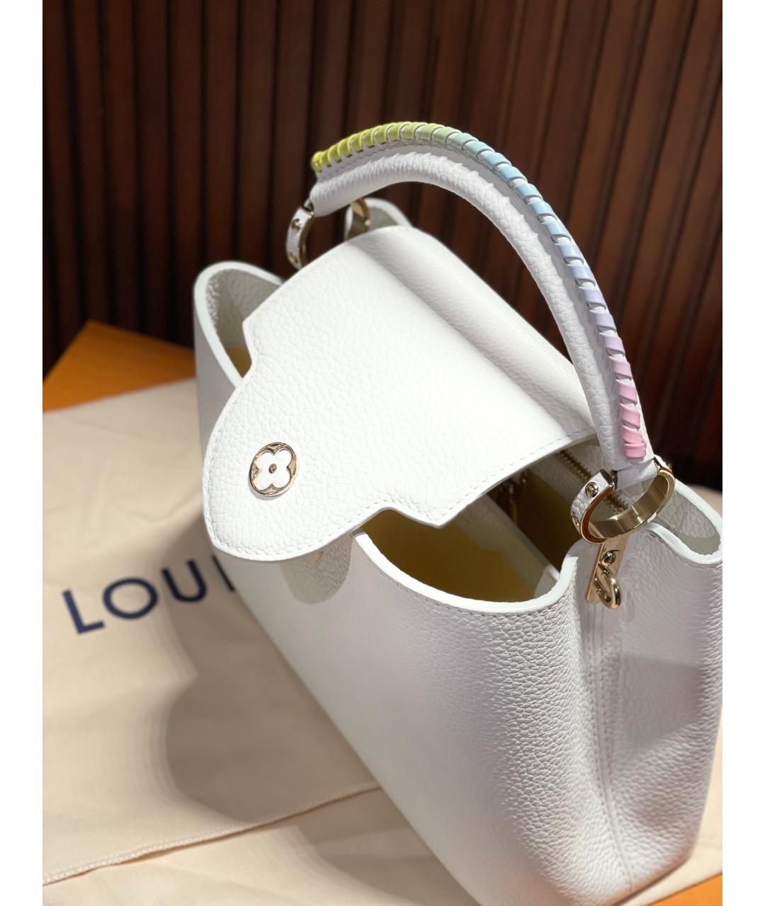 LOUIS VUITTON Белая кожаная сумка с короткими ручками, фото 6