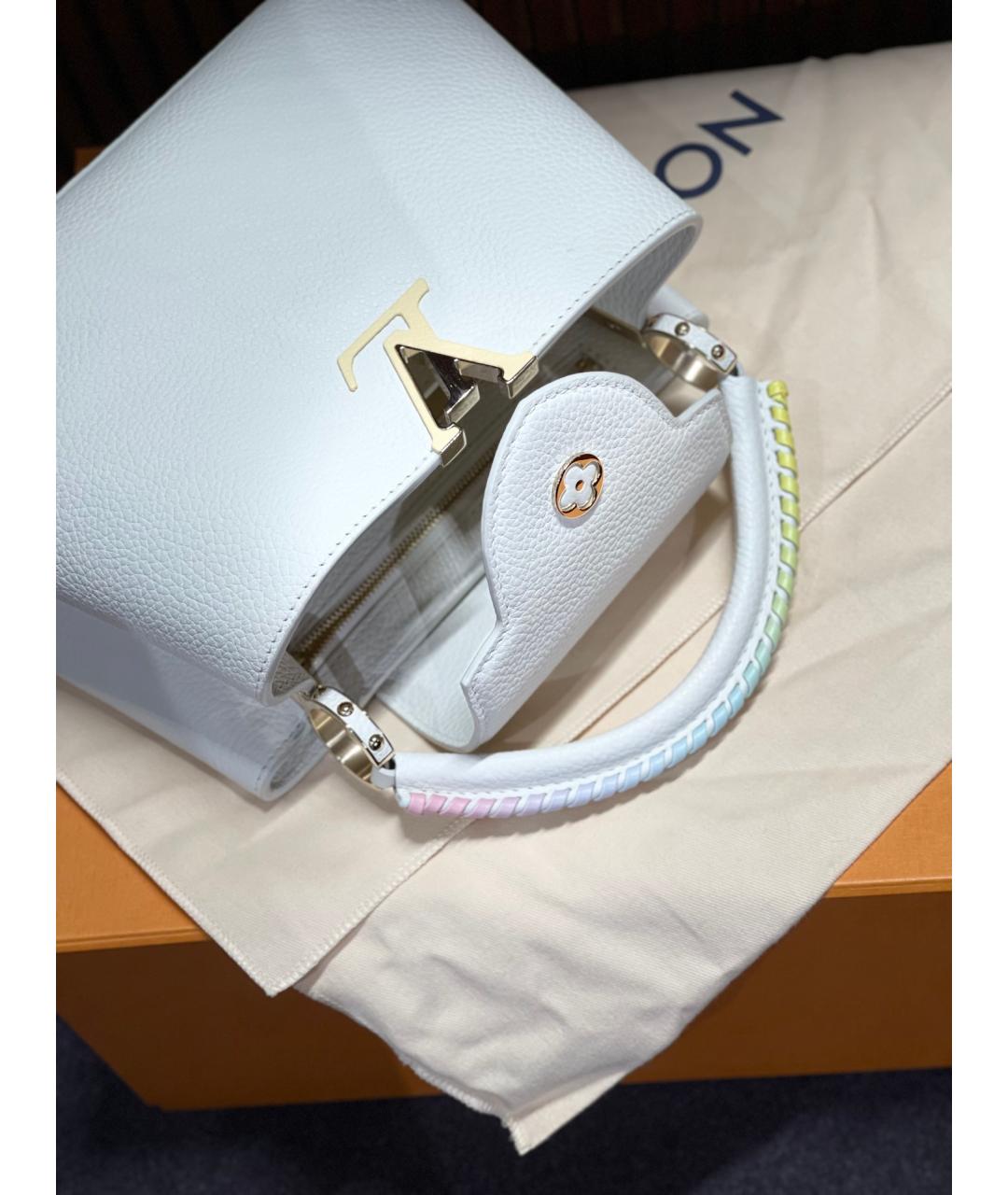 LOUIS VUITTON Белая кожаная сумка с короткими ручками, фото 7