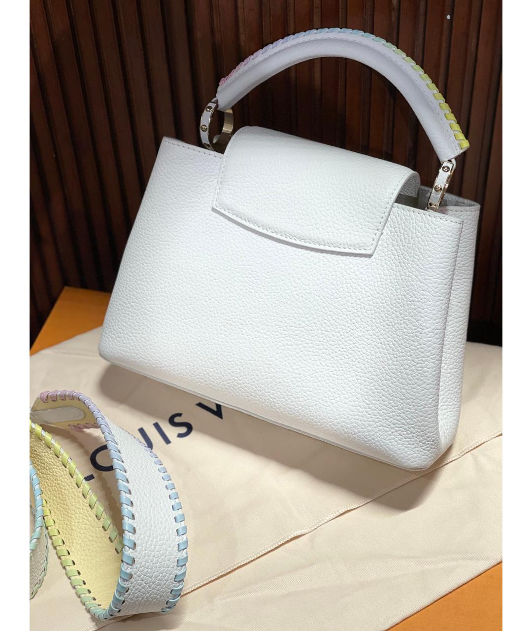 LOUIS VUITTON Белая кожаная сумка с короткими ручками, фото 4