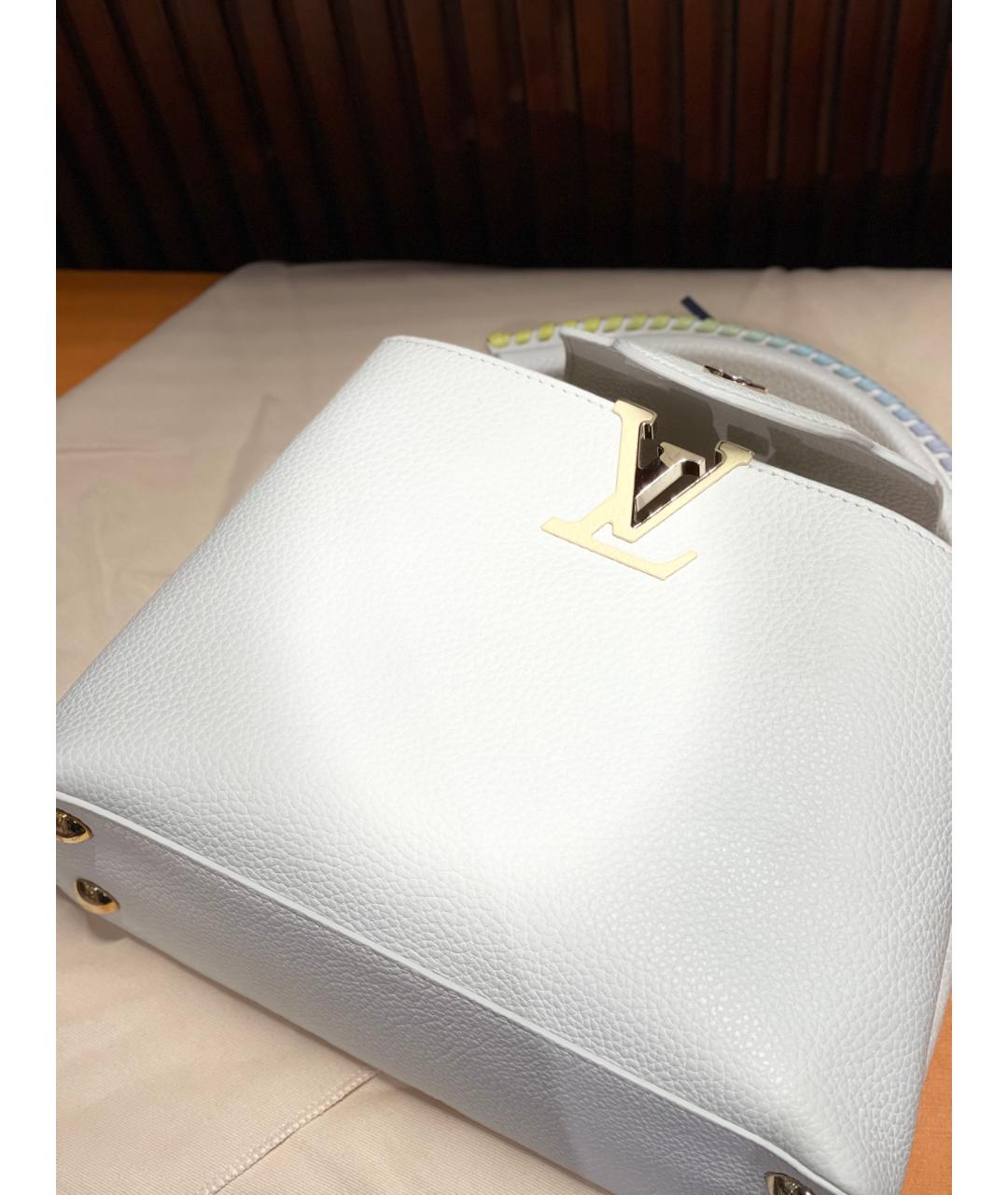 LOUIS VUITTON Белая кожаная сумка с короткими ручками, фото 5