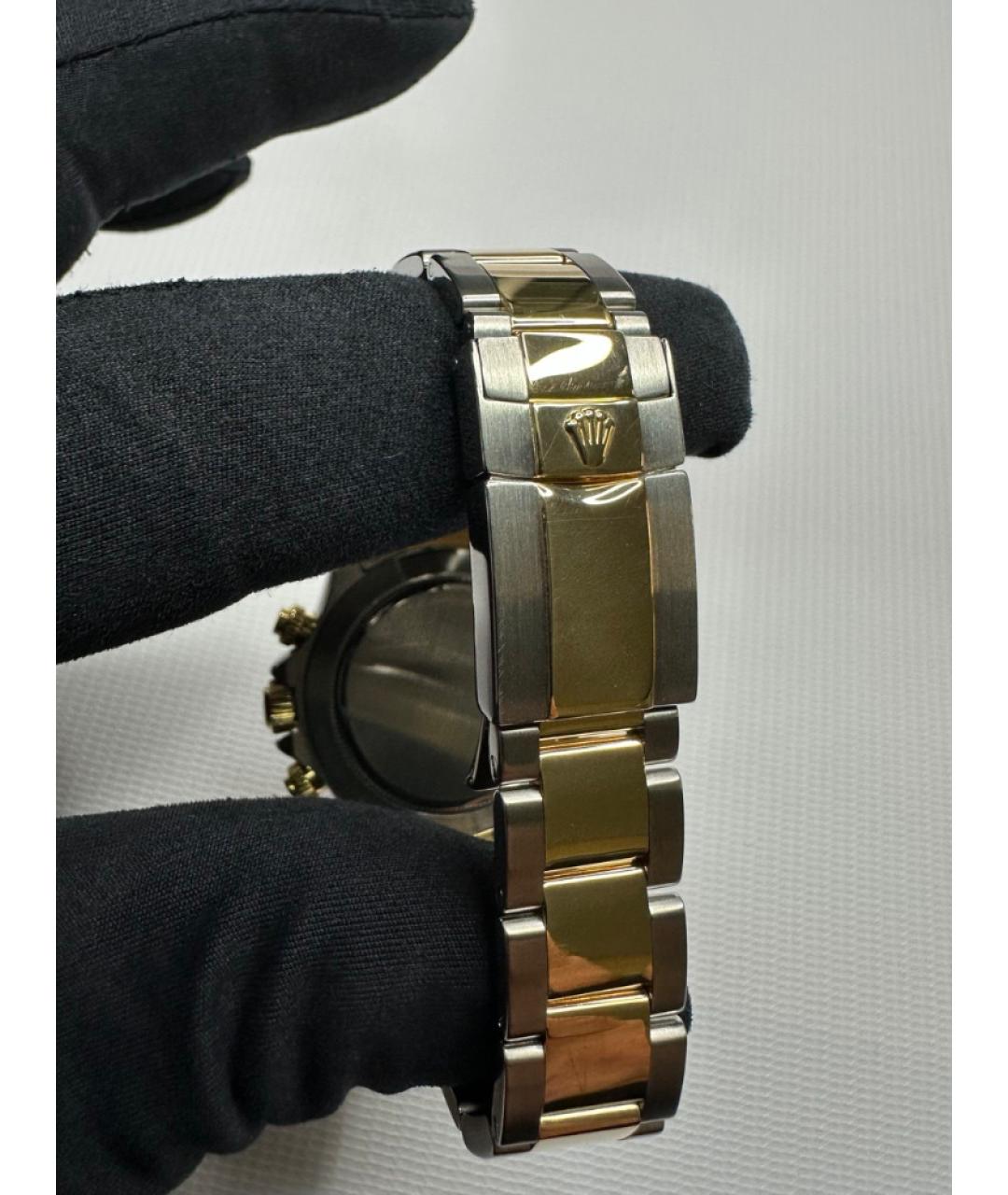 ROLEX Черные часы из желтого золота, фото 5