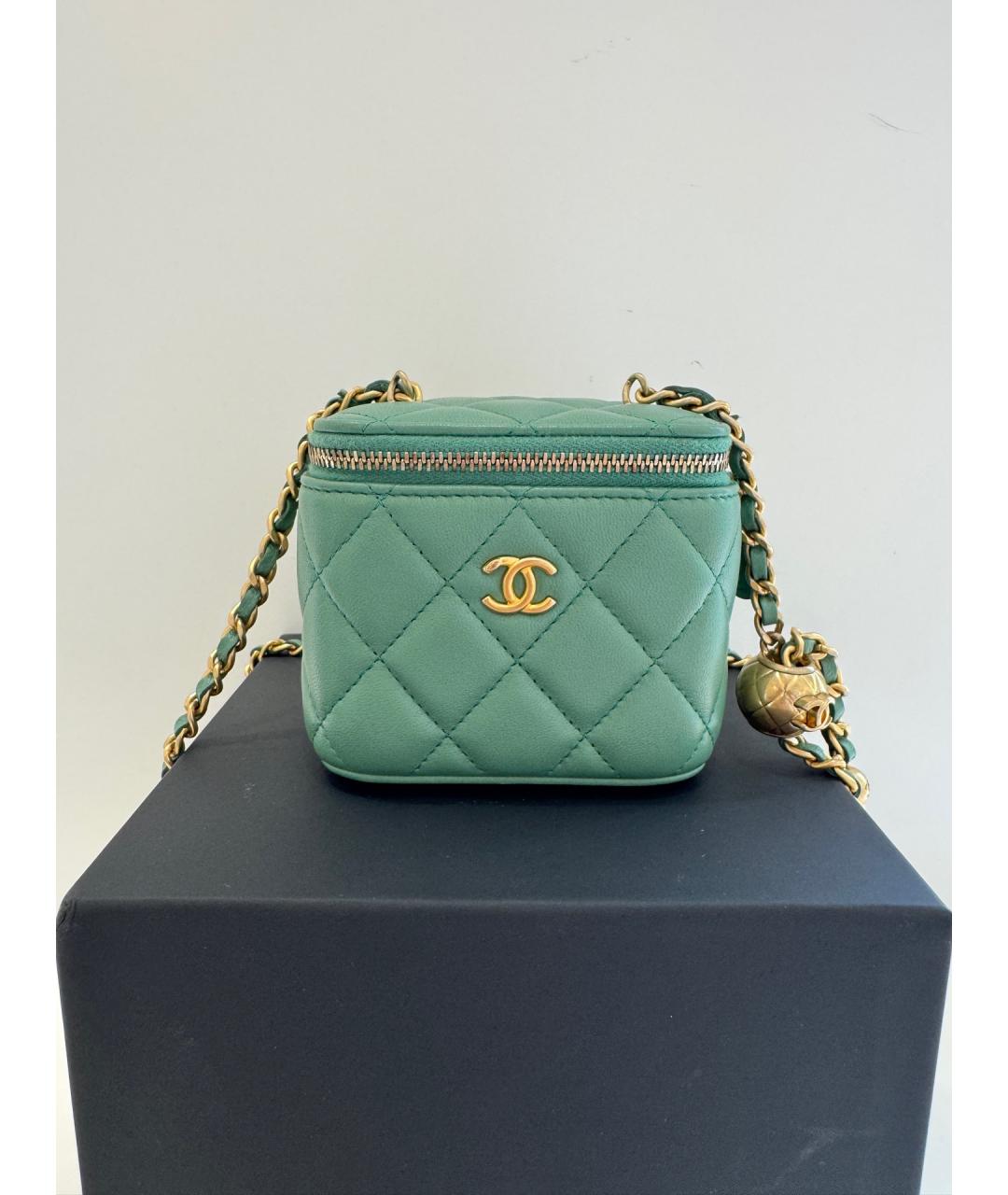 CHANEL Зеленая кожаная сумка через плечо, фото 9