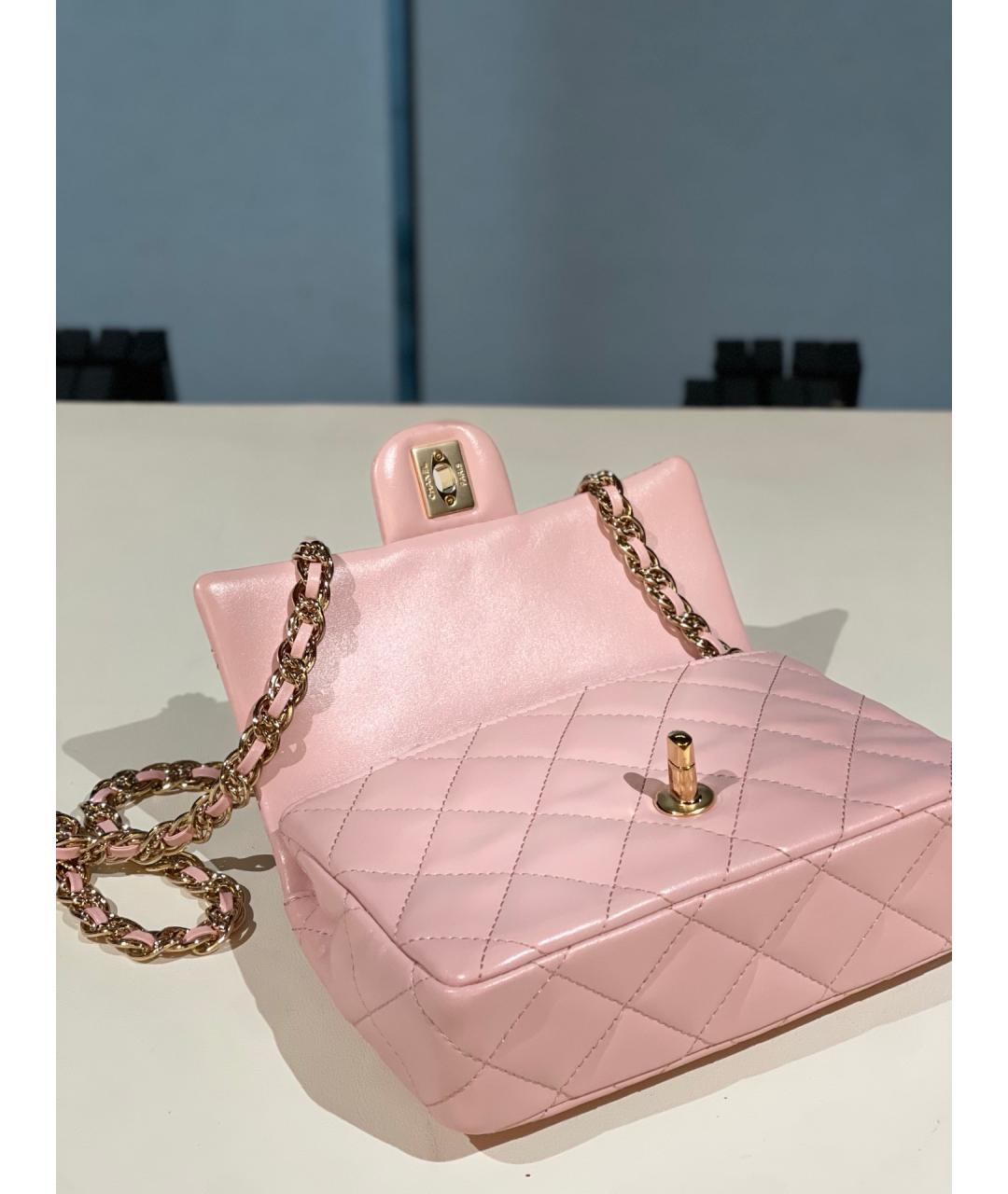CHANEL Розовая кожаная сумка с короткими ручками, фото 6