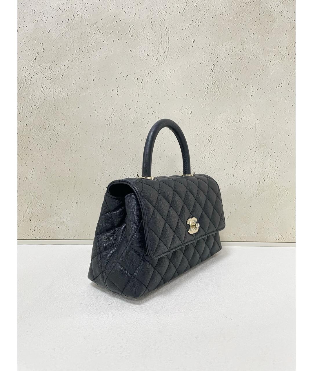 CHANEL Черная кожаная сумка с короткими ручками, фото 4