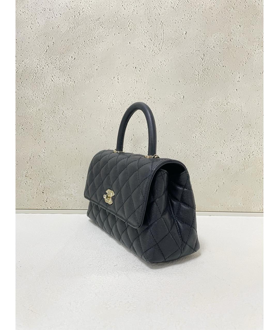 CHANEL Черная кожаная сумка с короткими ручками, фото 3