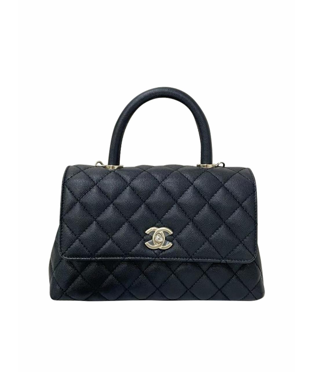 CHANEL Черная кожаная сумка с короткими ручками, фото 1
