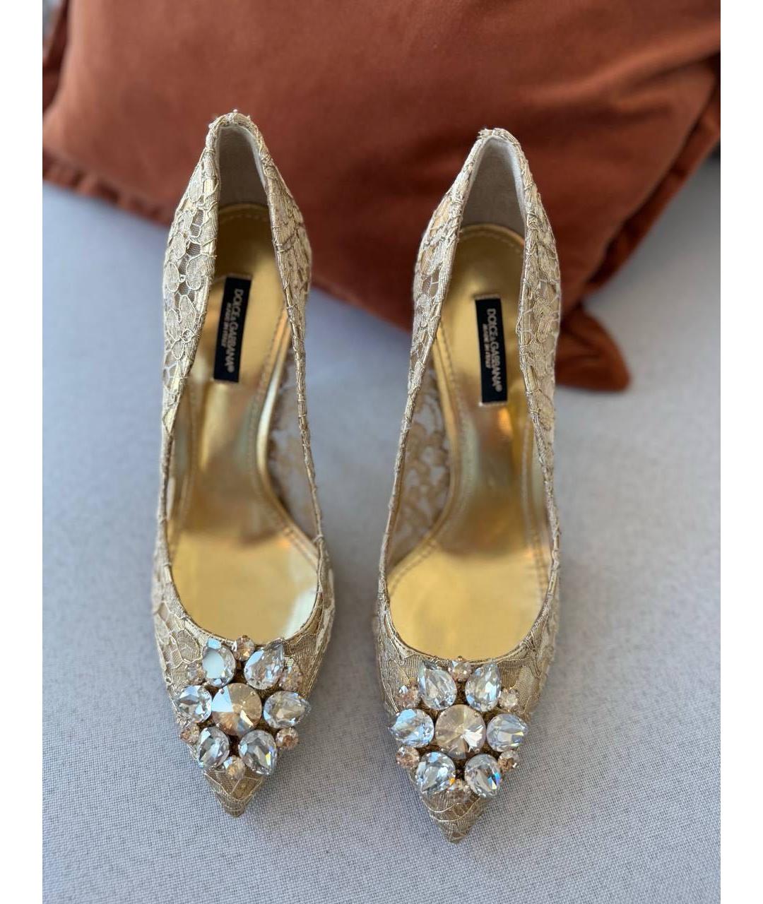 DOLCE&GABBANA Бежевые текстильные туфли, фото 2
