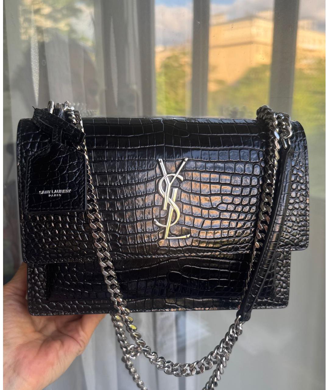 SAINT LAURENT Черная кожаная сумка через плечо, фото 9