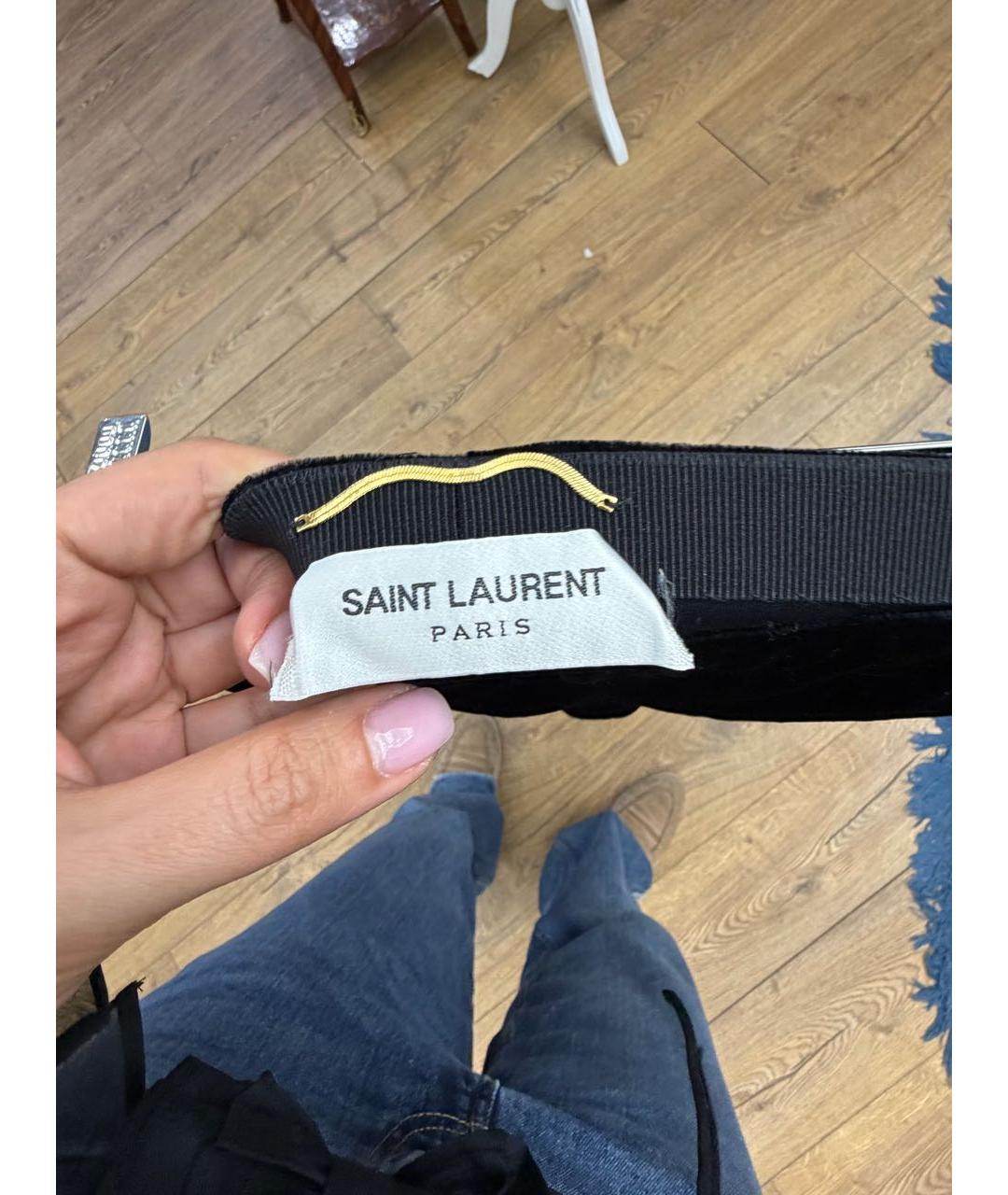 SAINT LAURENT Черные велюровые прямые брюки, фото 3