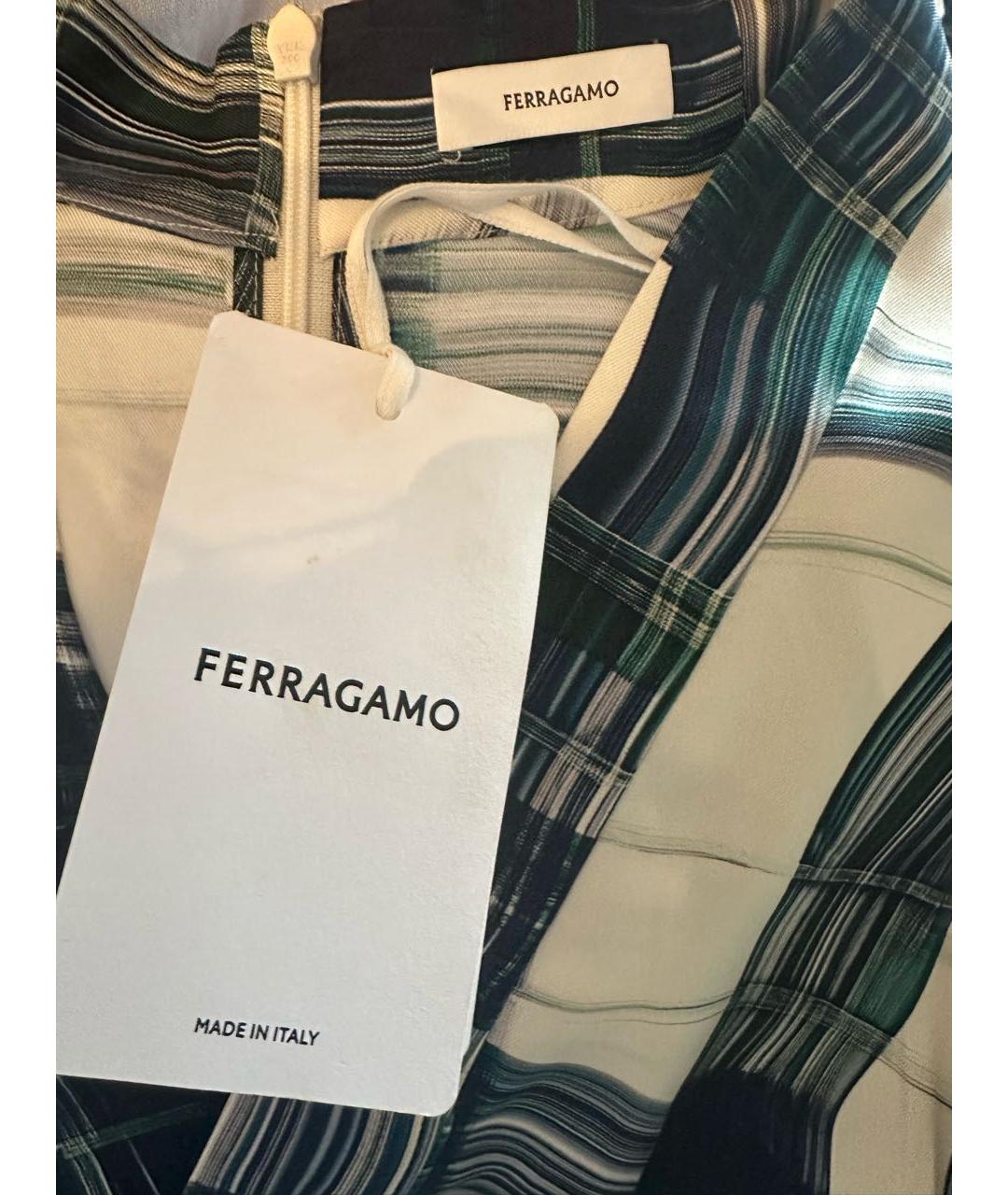 FERRAGAMO Синее шелковое повседневное платье, фото 3