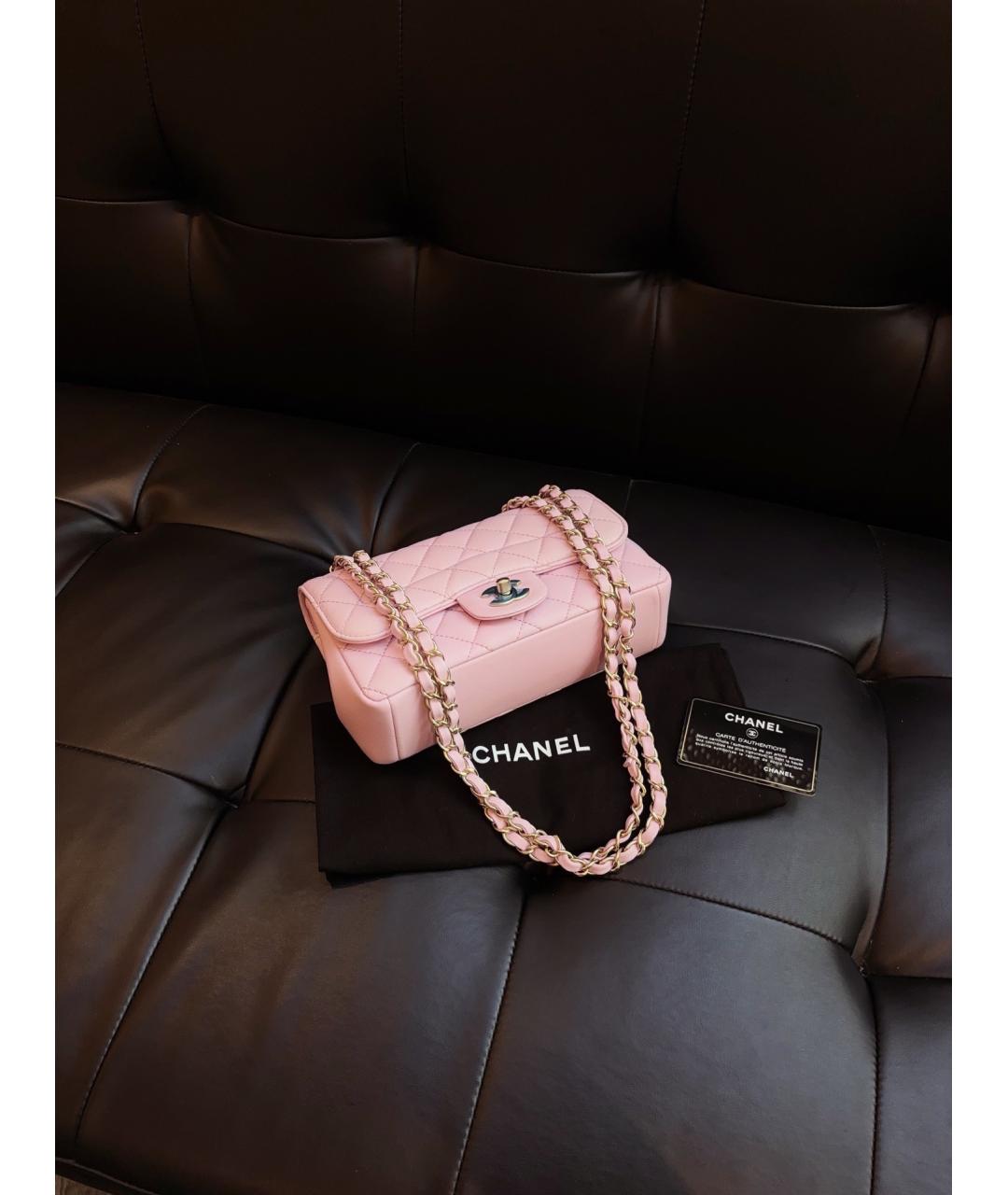 CHANEL Розовая кожаная сумка через плечо, фото 6