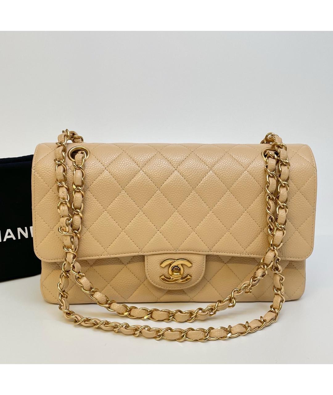 CHANEL Бежевая кожаная сумка через плечо, фото 7