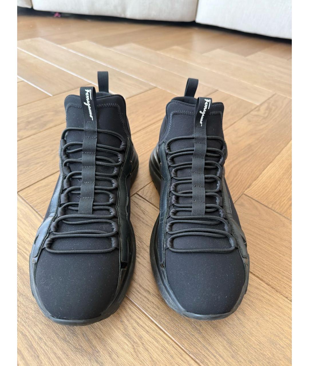 FERRAGAMO Черные неопреновые низкие кроссовки / кеды, фото 2