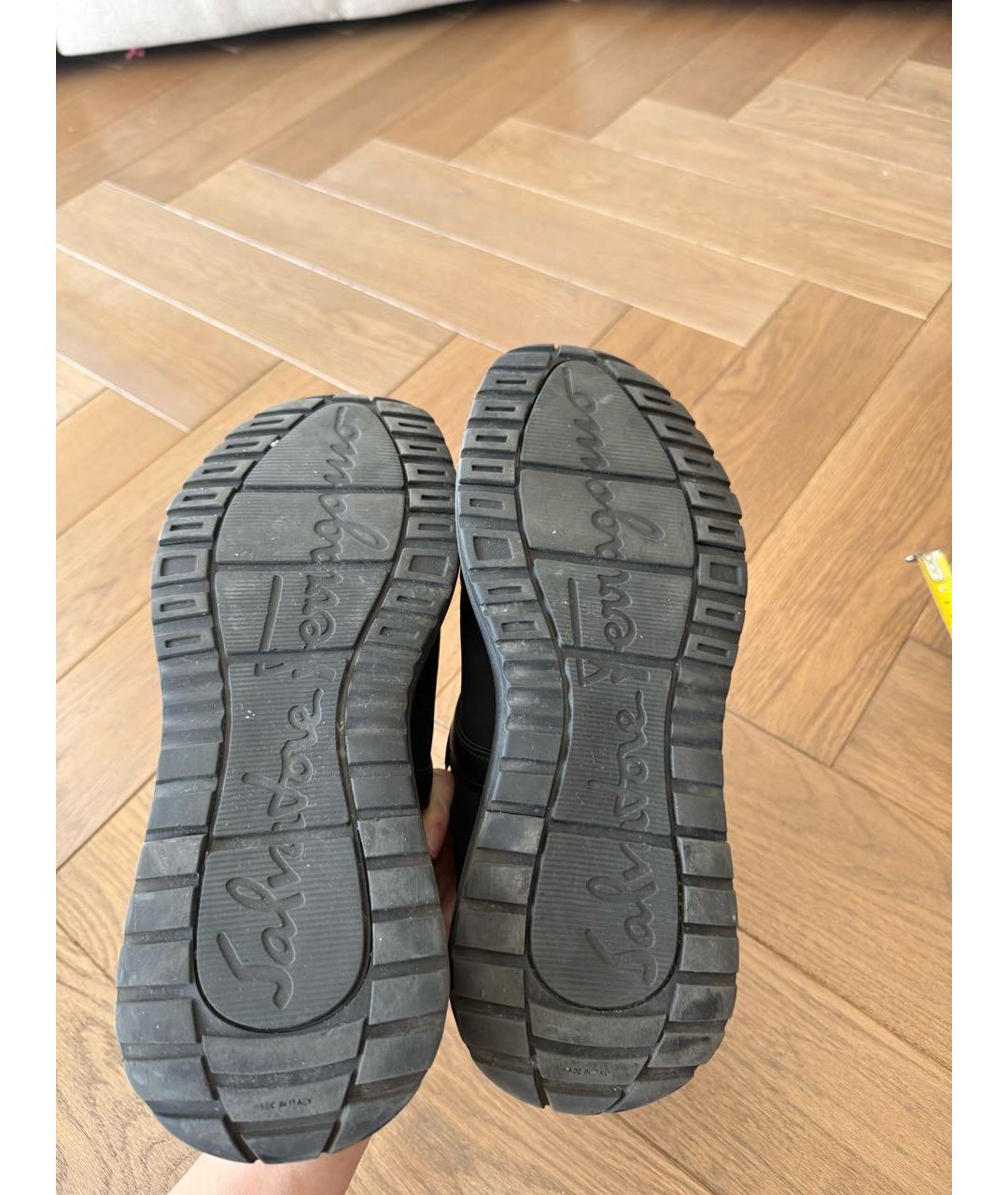 FERRAGAMO Черные неопреновые низкие кроссовки / кеды, фото 6