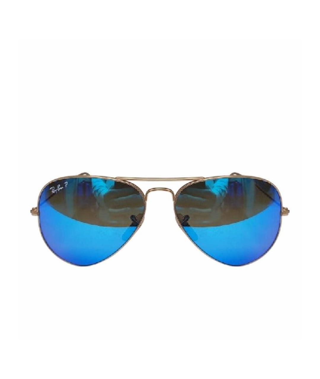 RAY BAN Золотые металлические солнцезащитные очки, фото 10