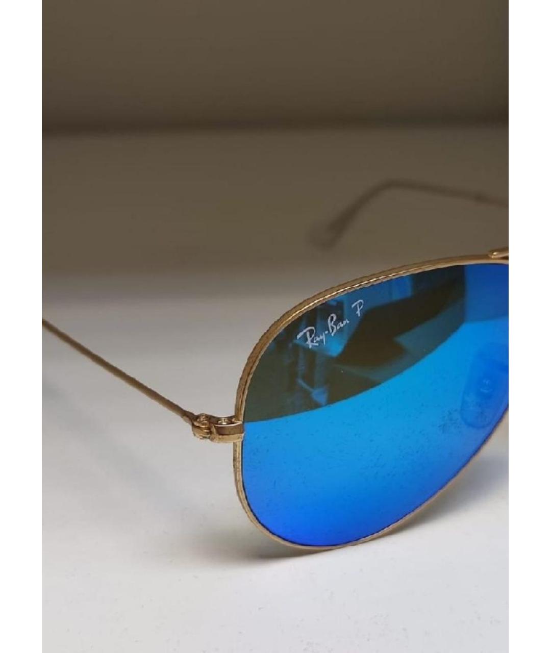 RAY BAN Золотые металлические солнцезащитные очки, фото 3