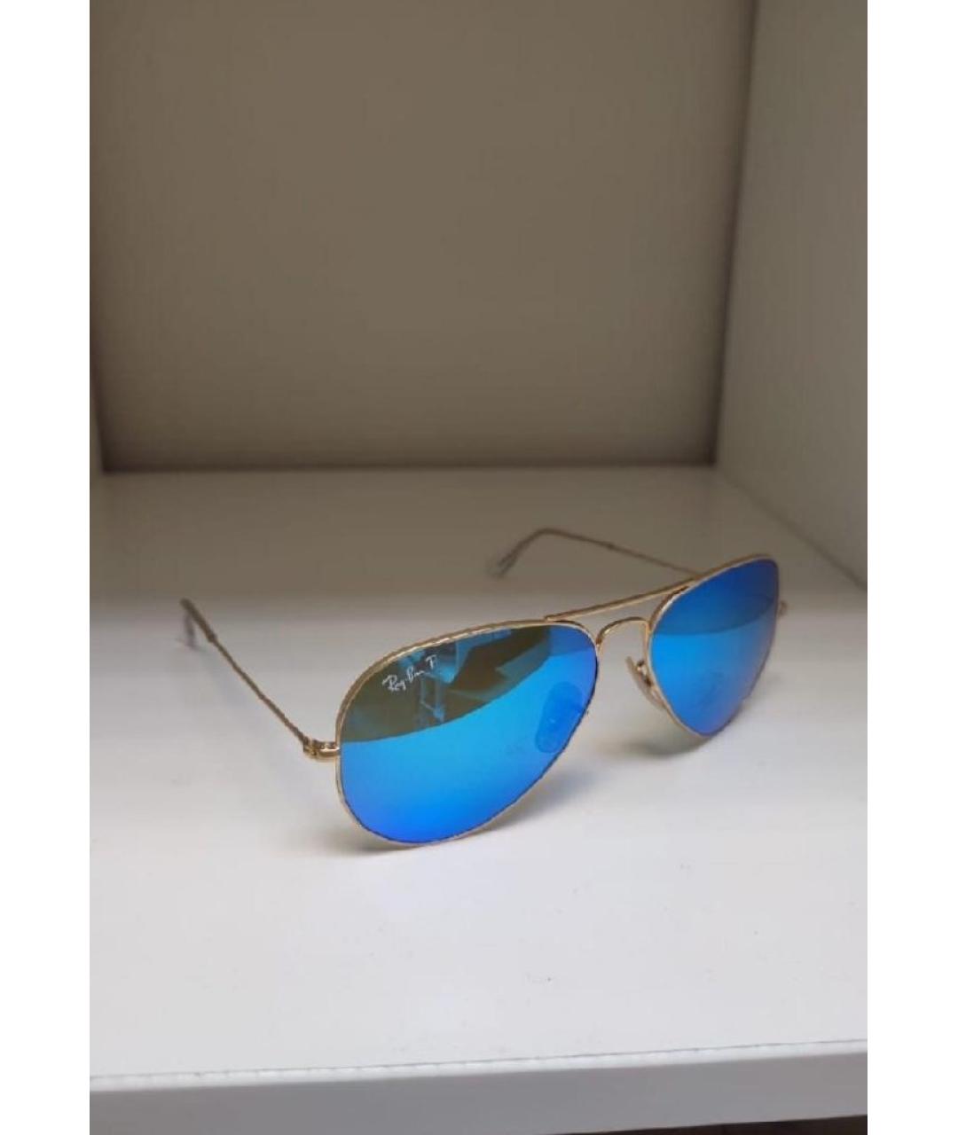 RAY BAN Золотые металлические солнцезащитные очки, фото 2