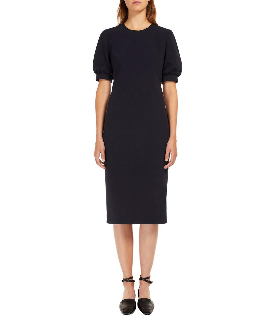 MAX MARA STUDIO Темно-синее ацетатное повседневное платье, фото 2